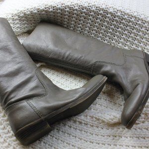 Nine West Vintage America Grey Leather Tall Pull On Boots